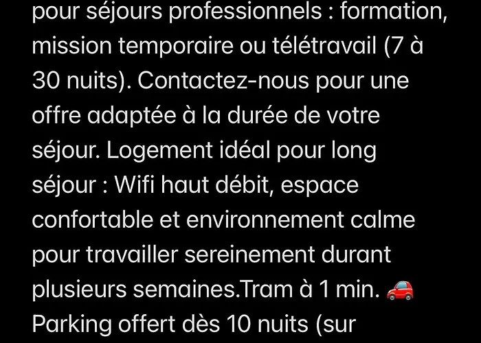 Parfait Teletravail-tarif Long Sejour-parking Possible-wifi * 斯特拉斯堡